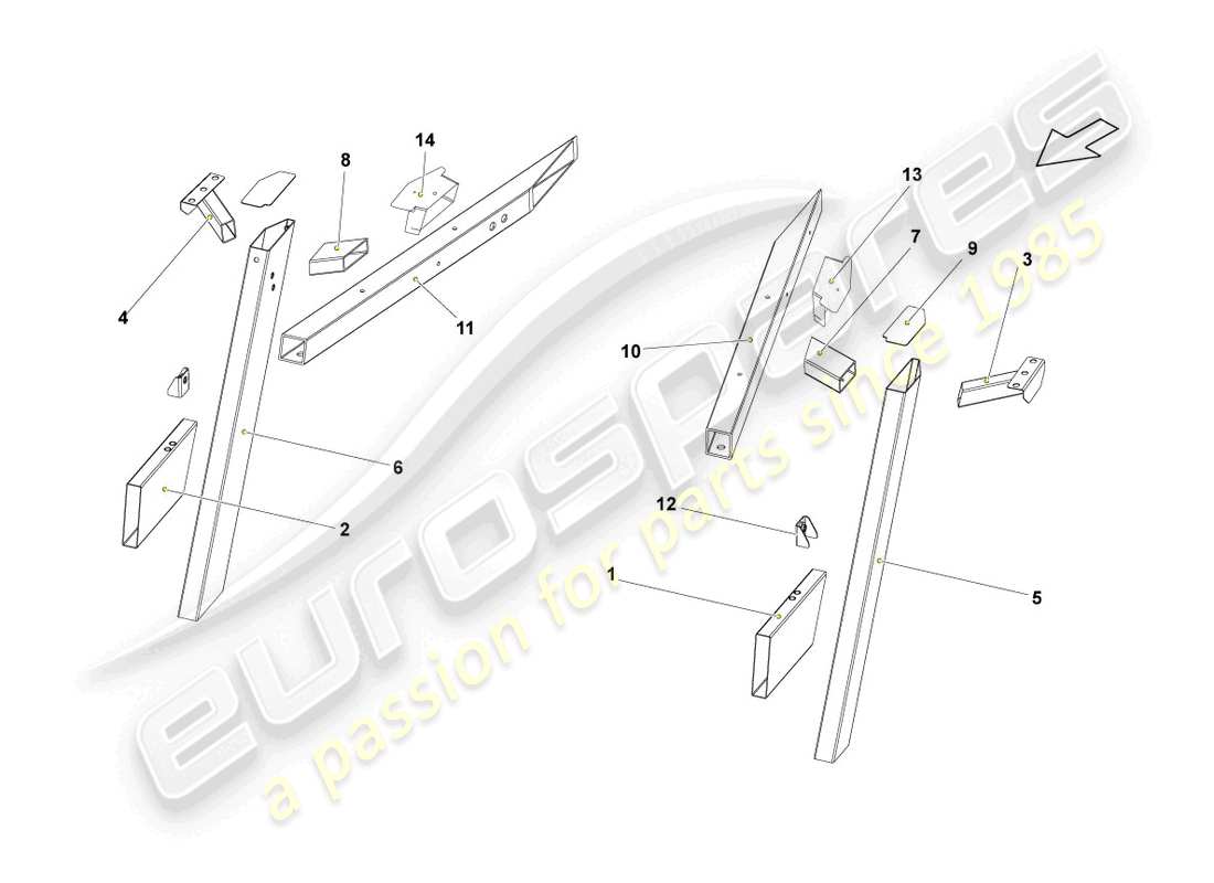 lamborghini lp560-4 spider (2009) side member rear part parts diagram