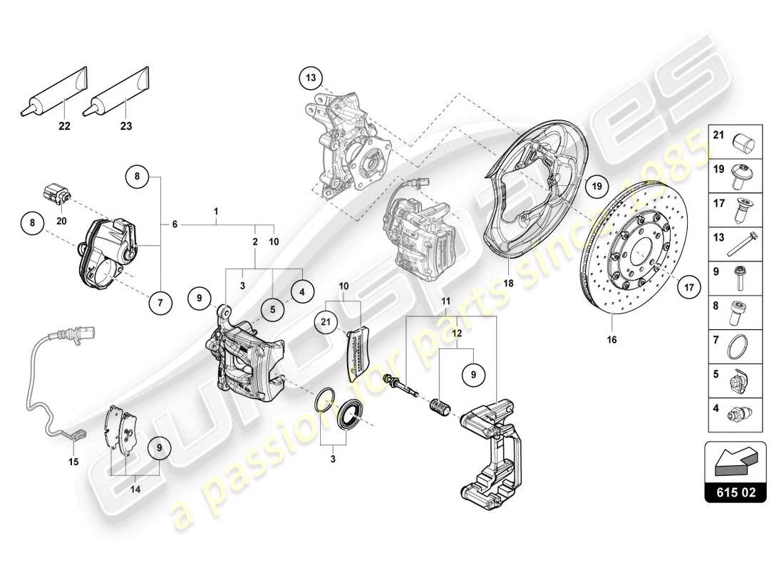 lamborghini urus (2021) fixed-calliper brake rear part diagram