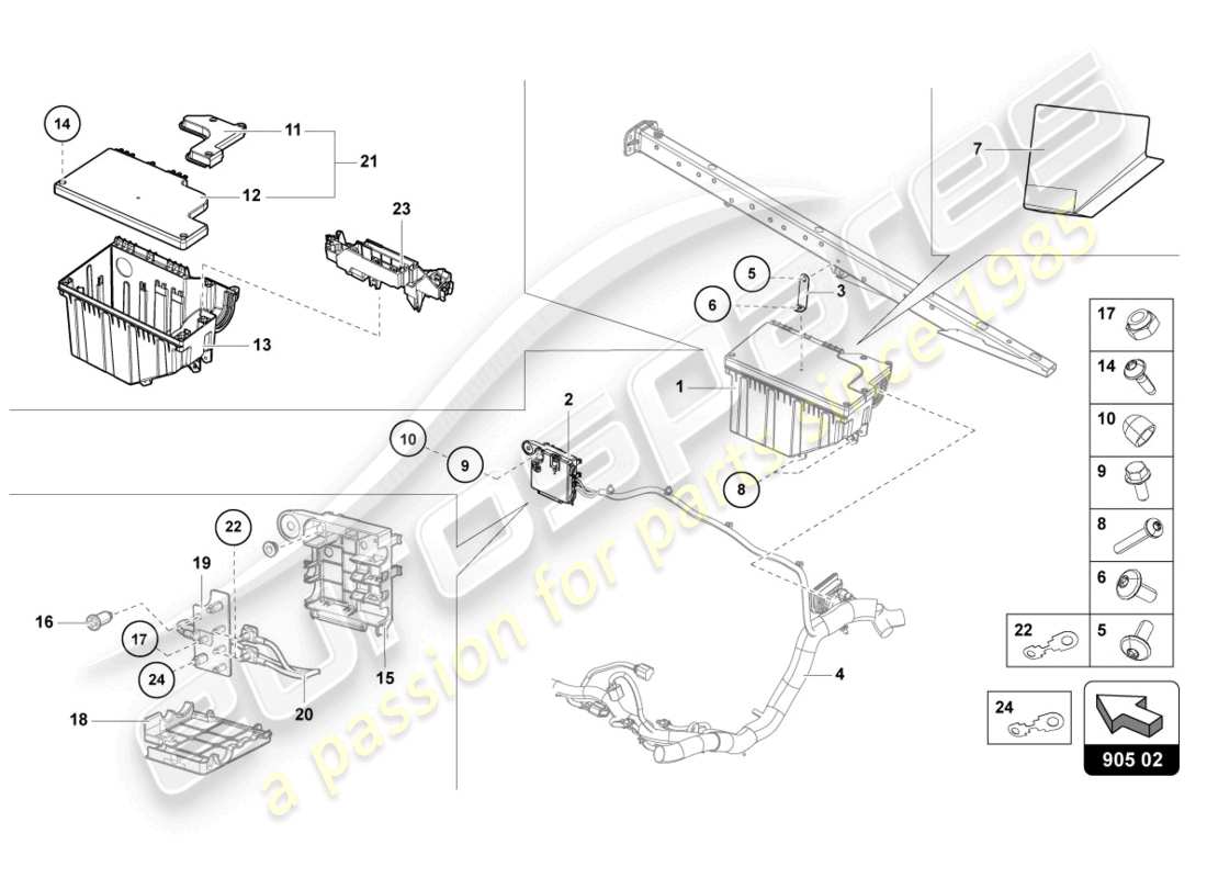 lamborghini countach lpi 800-4 (2022) central electrics parts diagram