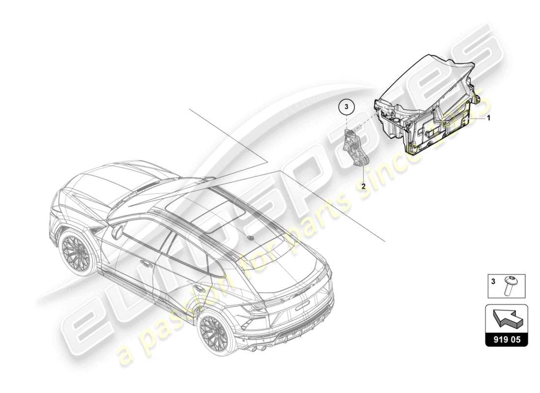 lamborghini urus (2021) control unit for wind- screen projection (head-up-display) part diagram