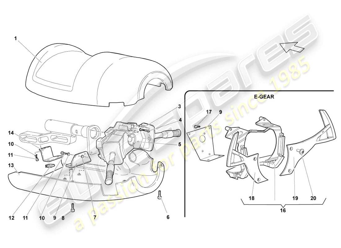 lamborghini reventon steering col. combi switch part diagram