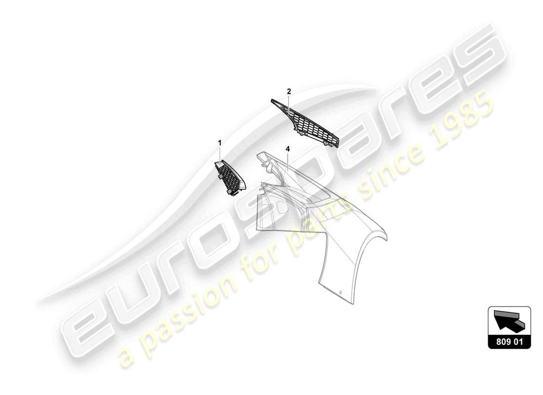 lamborghini super trofeo (2015) air intake grill parts diagram