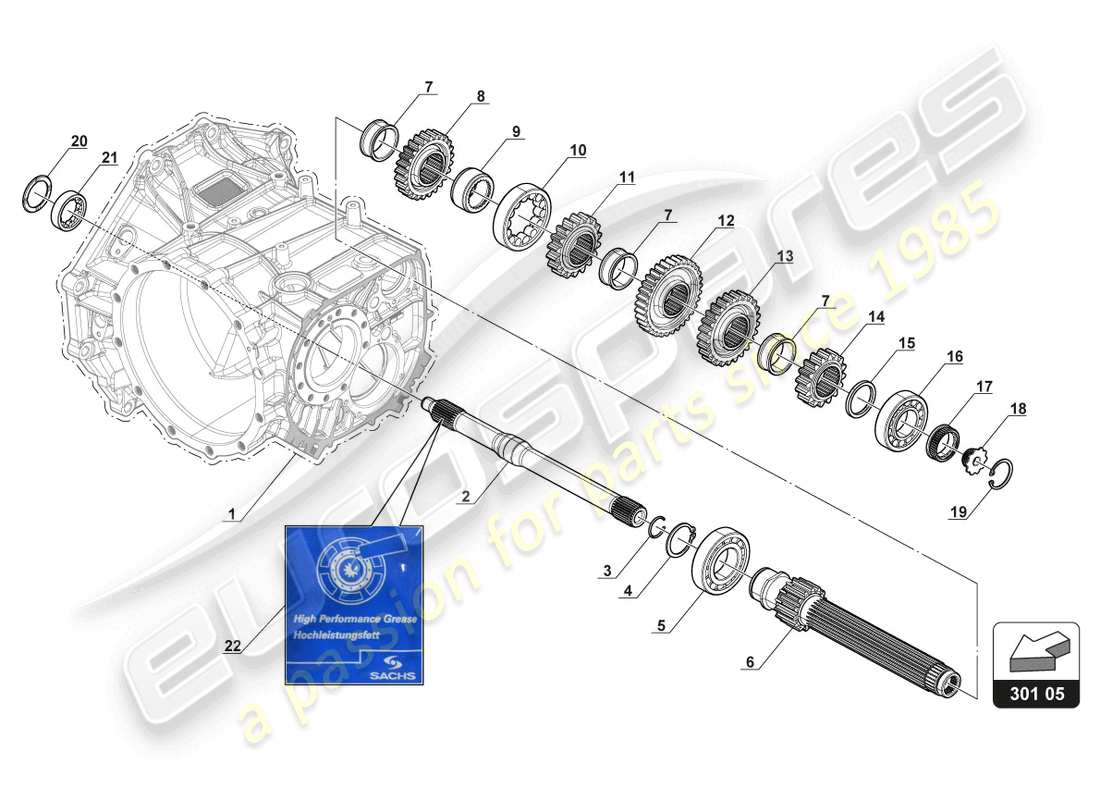 lamborghini gt3 evo (2018) input shaft part diagram