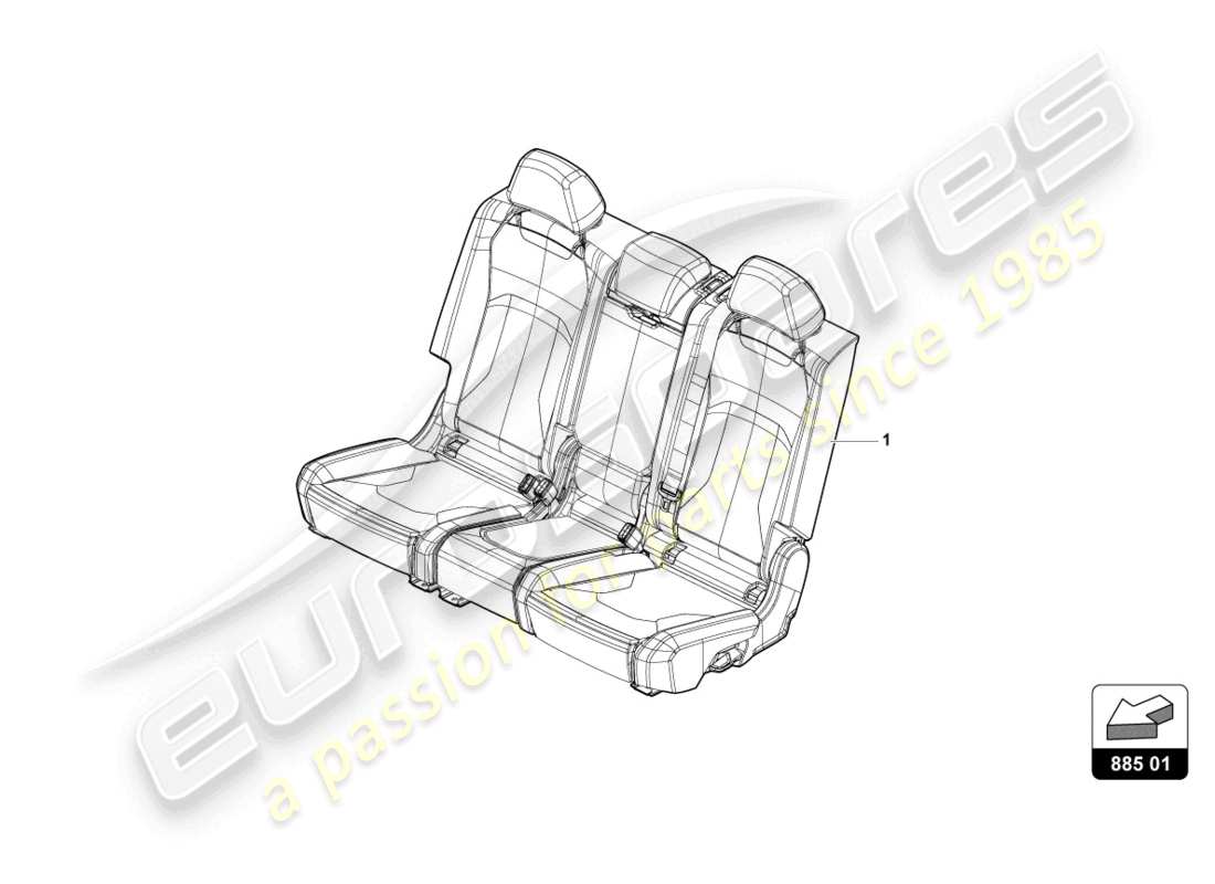 lamborghini urus (2021) bench seat with backrest and headrest part diagram