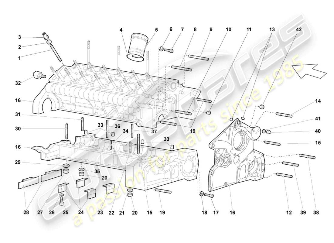 lamborghini lp640 coupe (2008) crankcase housing parts diagram