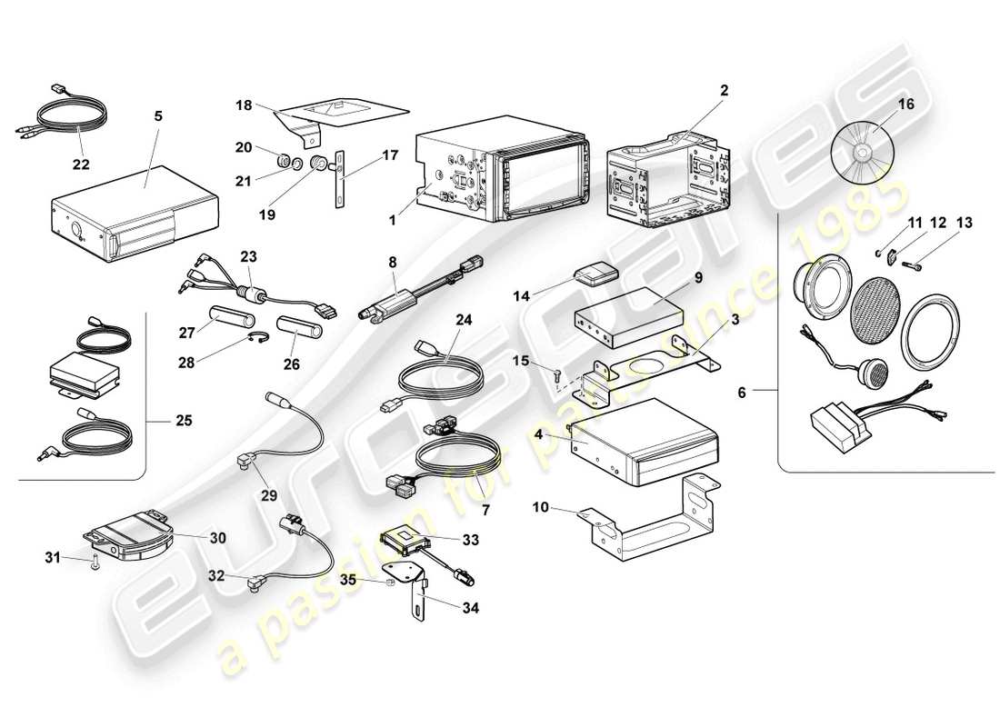 lamborghini lp640 coupe (2008) electrical parts for audio system part diagram