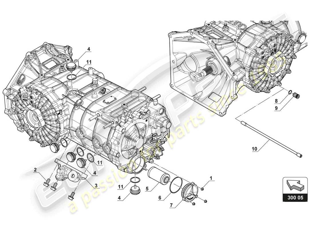 lamborghini gt3 (2017) gearbox oil filter part diagram