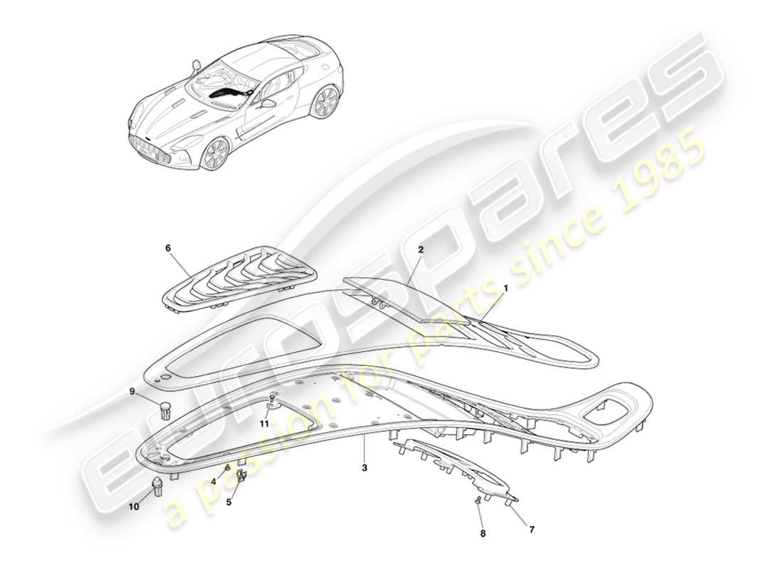 aston martin one-77 (2011) centre stack fascia part diagram