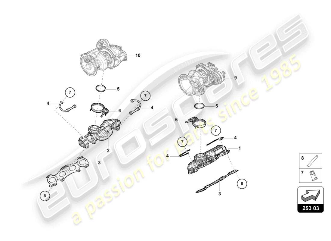 lamborghini urus (2021) exhaust manifolds parts diagram