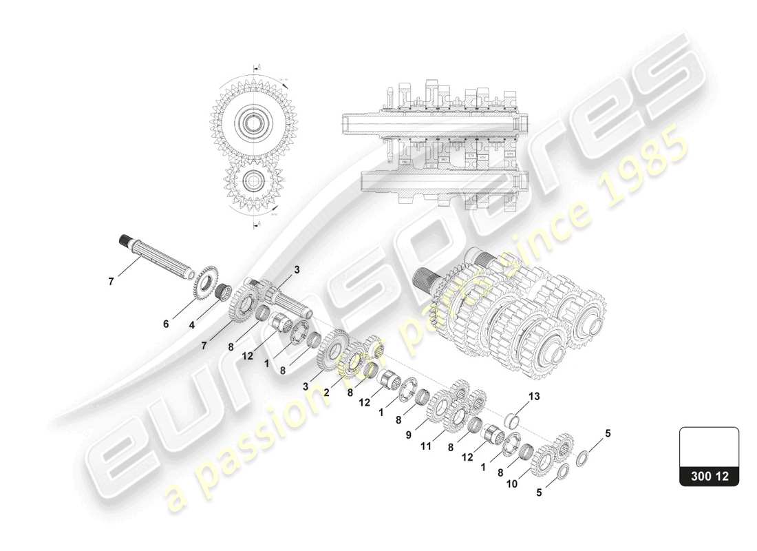 lamborghini super trofeo (2015) gear cluster assembly parts diagram