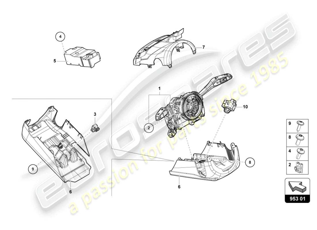 lamborghini urus (2021) steering col. combi switch part diagram