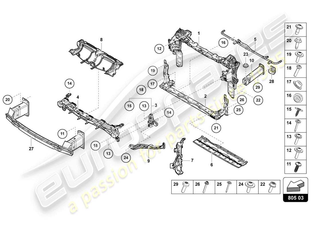 lamborghini urus (2021) support for coolant radiator parts diagram