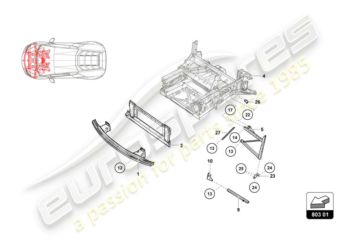 lamborghini super trofeo (2015) front frame outer elements parts diagram