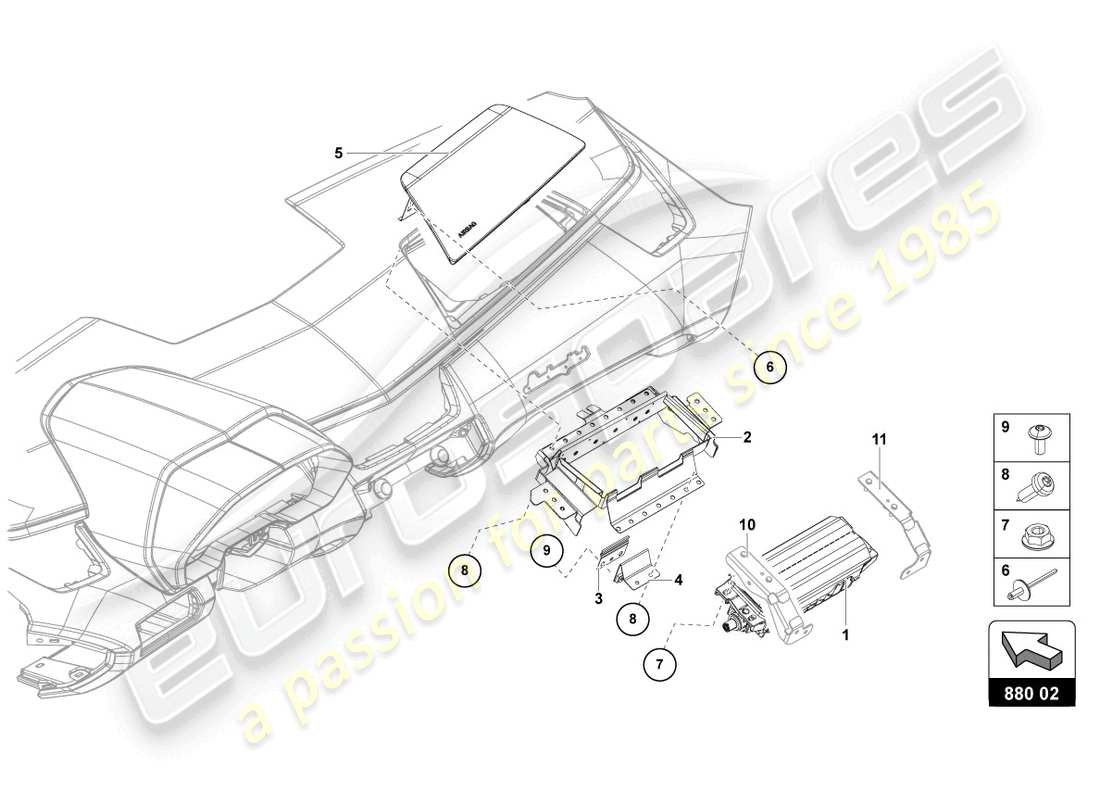 lamborghini lp770-4 svj coupe (2022) airbag unit part diagram