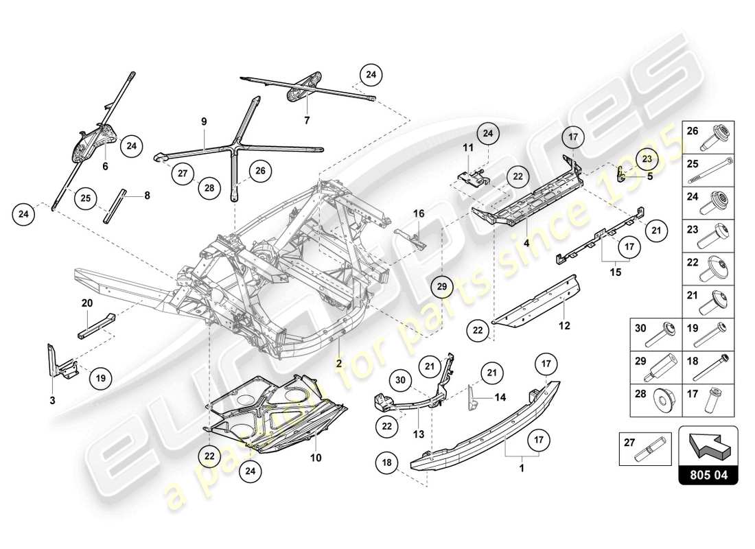 lamborghini sto (2021) chassis rear, outer parts diagram