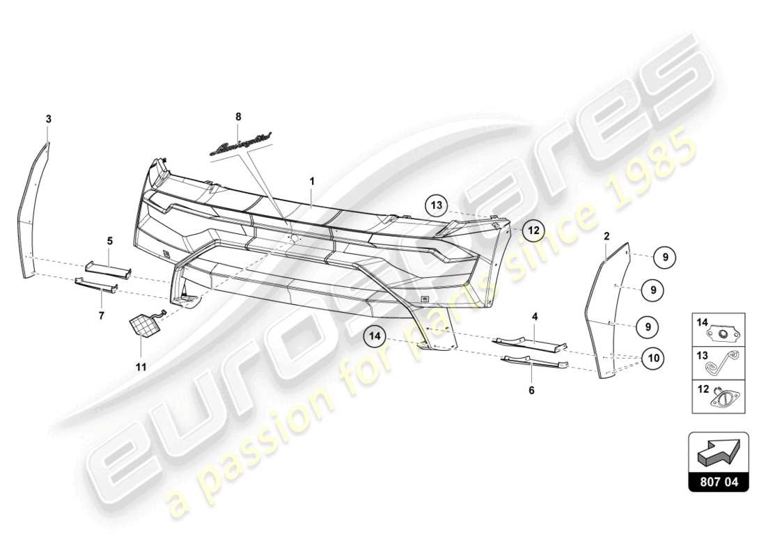 lamborghini super trofeo evo (2018) rear bumper part diagram