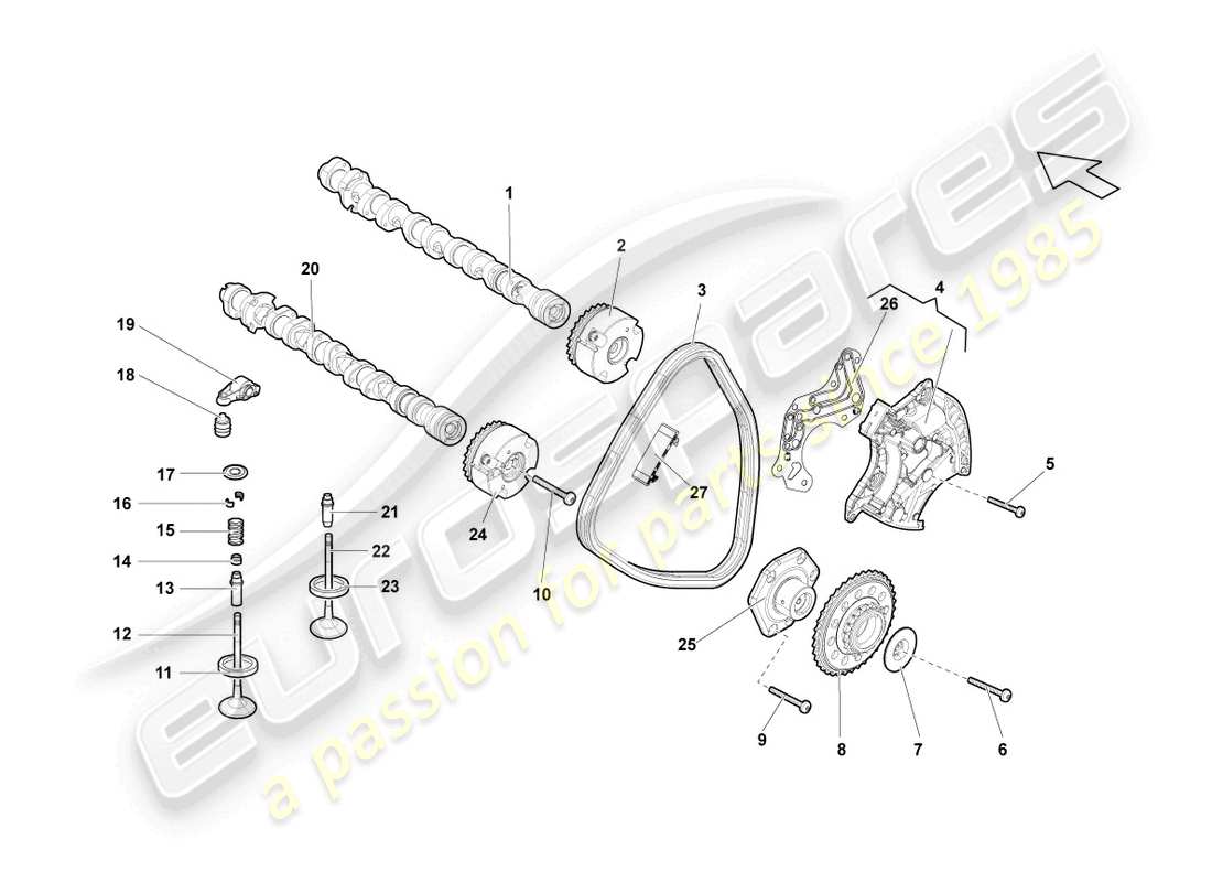 lamborghini gallardo coupe (2008) camshaft cylinders 6 part diagram