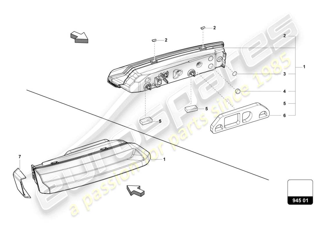 lamborghini urus (2021) additional headlight rear parts diagram