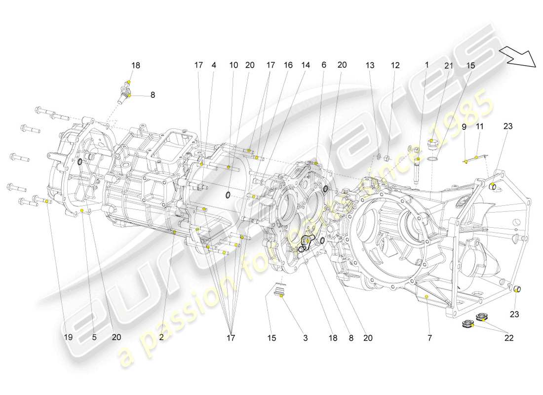 lamborghini gallardo coupe (2008) gear housing part diagram