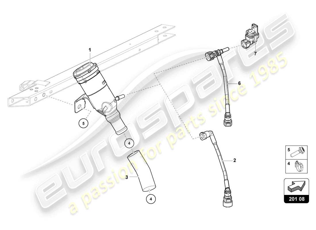 lamborghini evo coupe (2021) fuel filler neck parts diagram