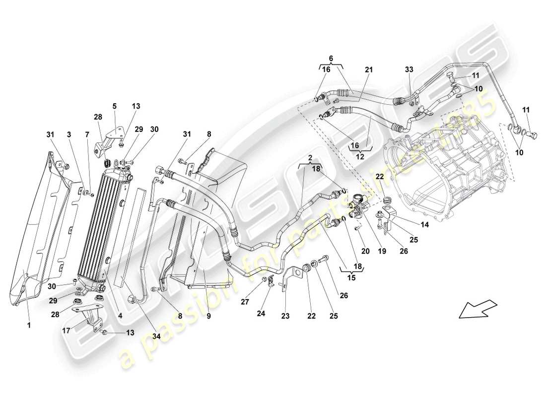 lamborghini lp550-2 coupe (2011) oil cooler parts diagram