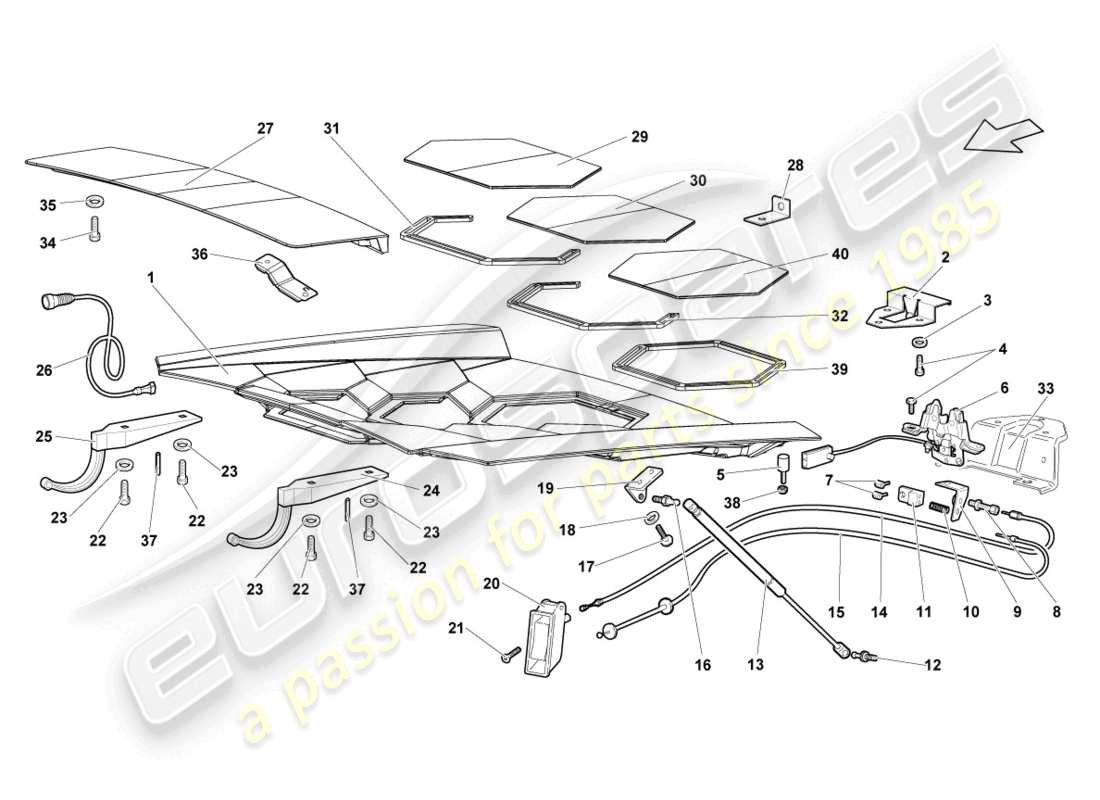 lamborghini lp670-4 sv (2010) flap for engine cover transparent parts diagram