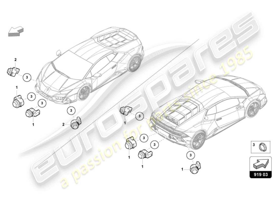 lamborghini sterrato (2024) parking aid parts diagram