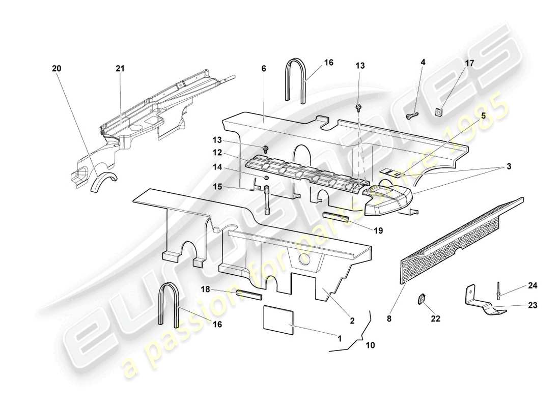 lamborghini reventon roadster sound absorbers part diagram