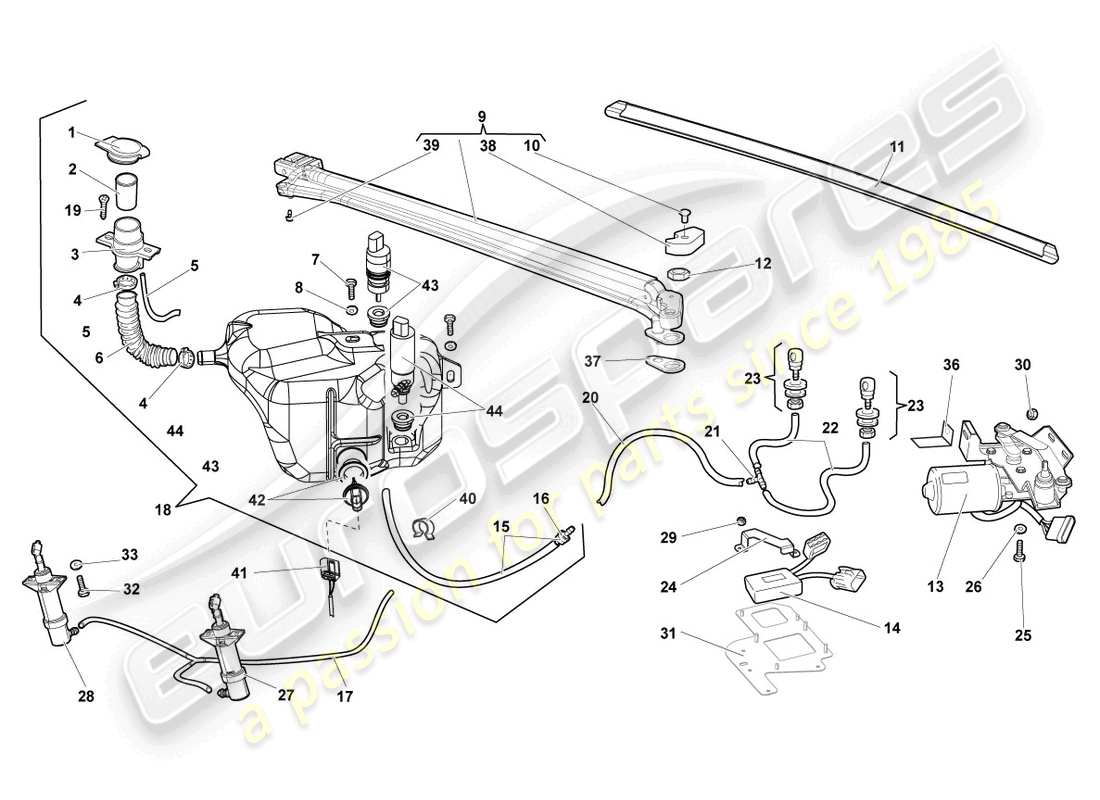 lamborghini lp640 roadster (2008) windshield wiper part diagram