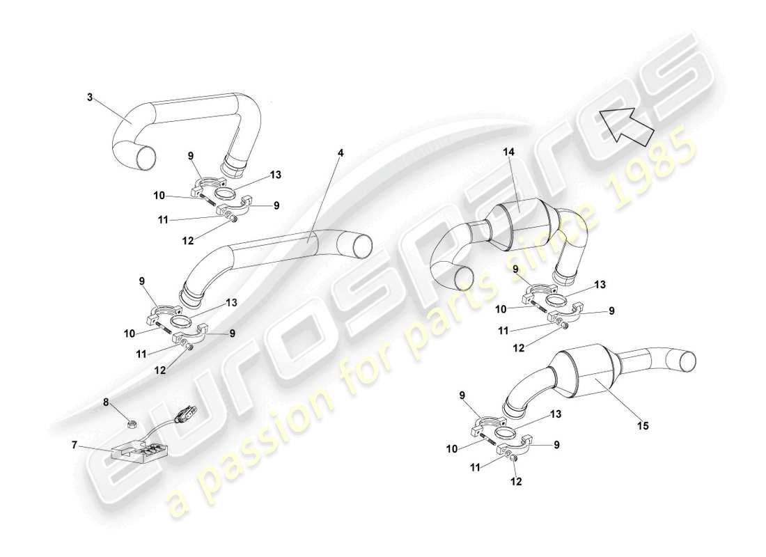 lamborghini lp670-4 sv (2010) exhaust system part diagram