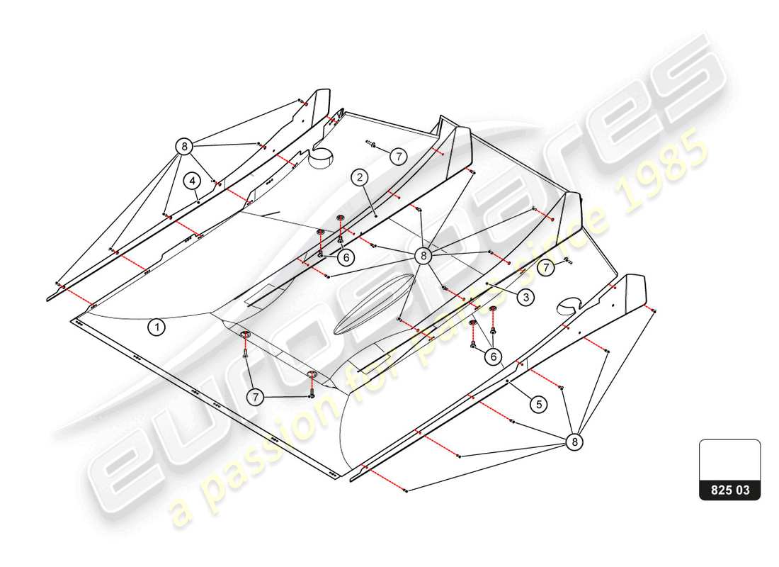 lamborghini super trofeo evo 2 (2022) heat shield parts diagram