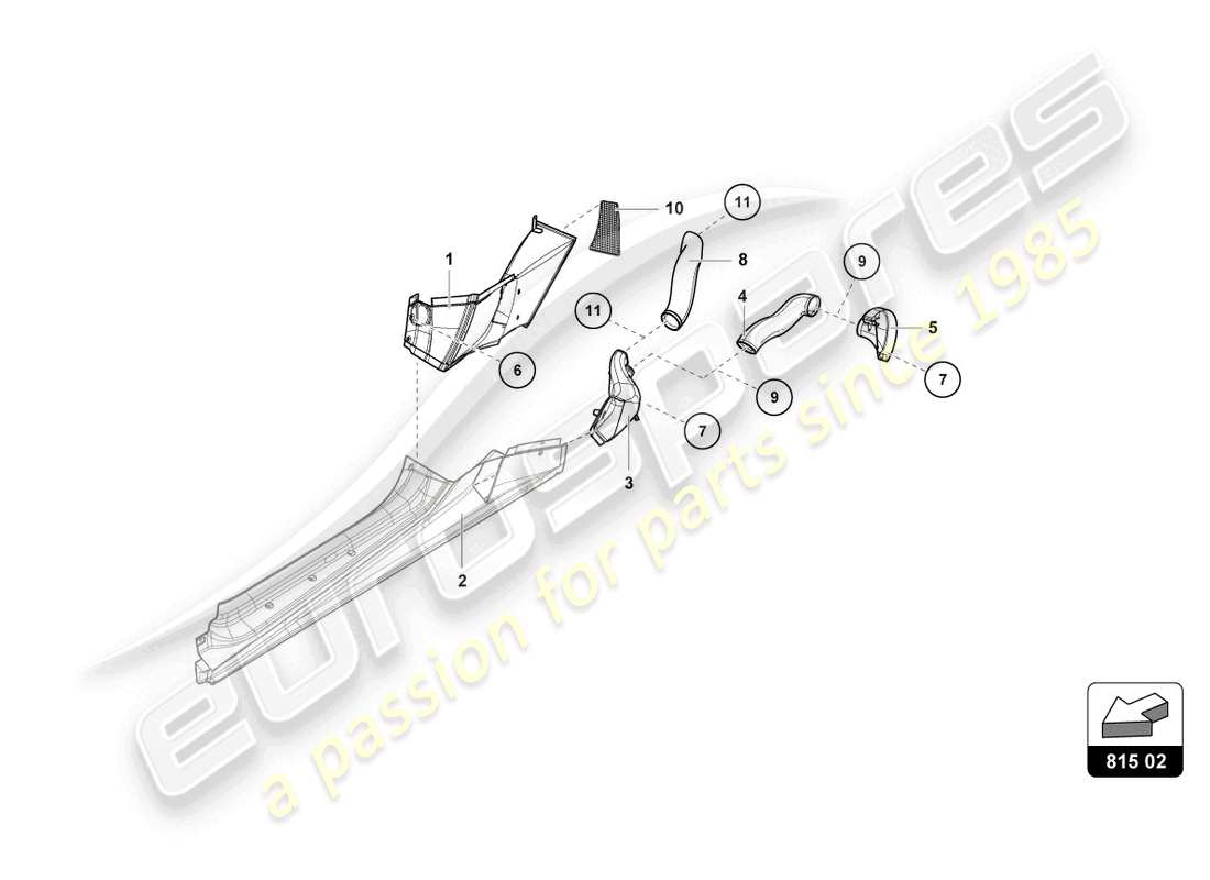 lamborghini super trofeo (2015) rear air conveyors parts diagram