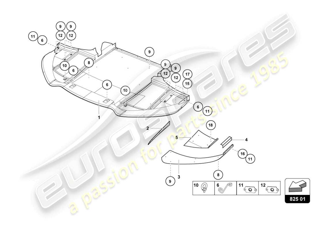 lamborghini super trofeo (2015) frame floor panels parts diagram