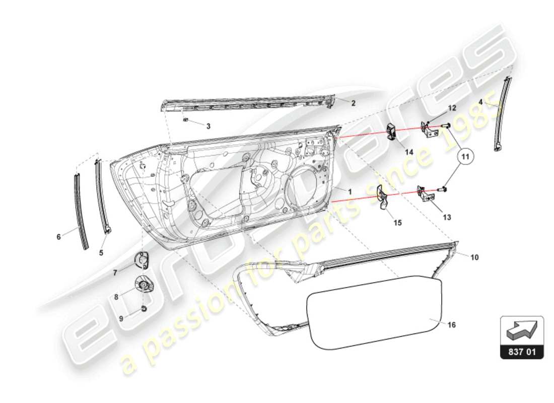 lamborghini super trofeo evo 2 (2022) doors-handle and lock parts diagram