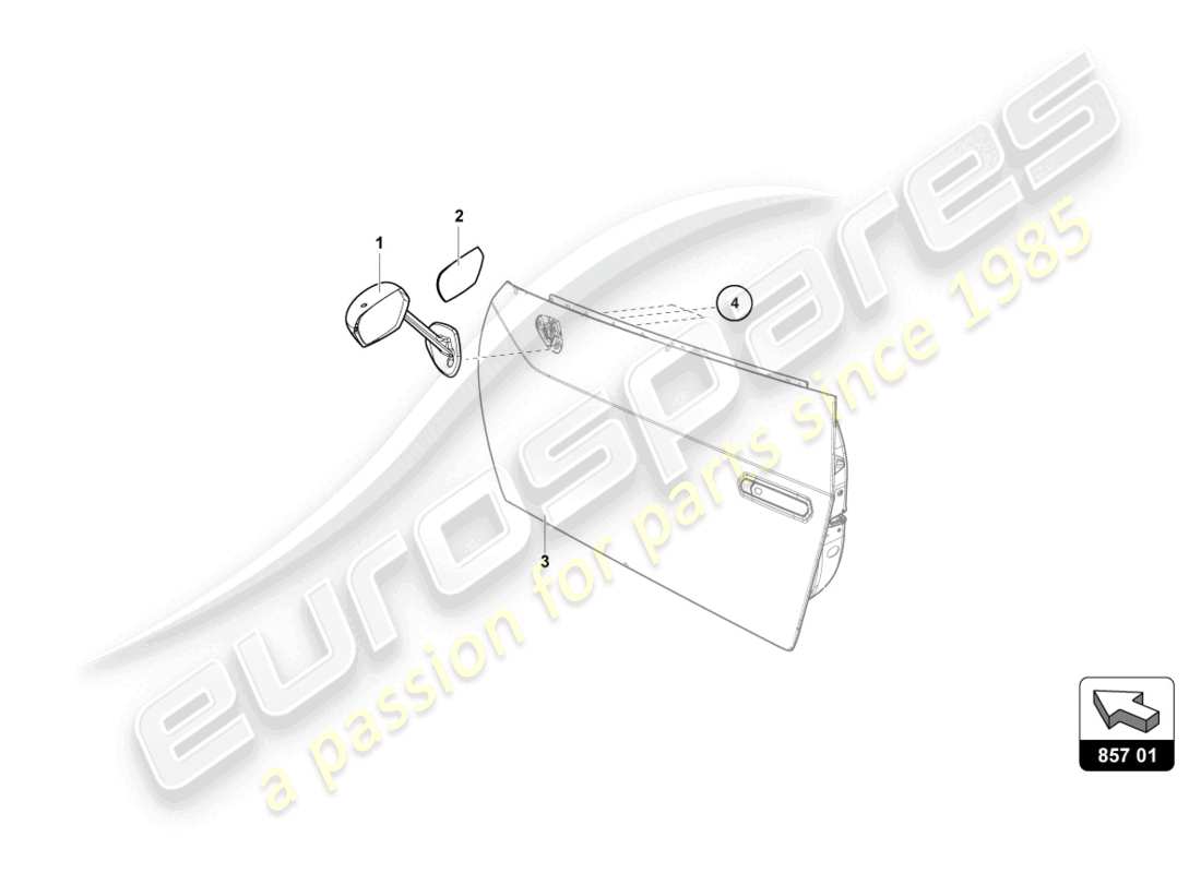 lamborghini super trofeo (2015) external rear view mirror parts diagram