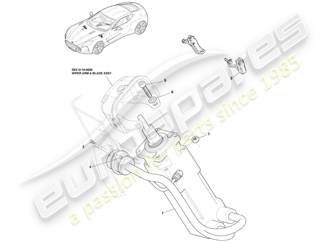 aston martin one-77 (2011) wiper linkage assembly part diagram