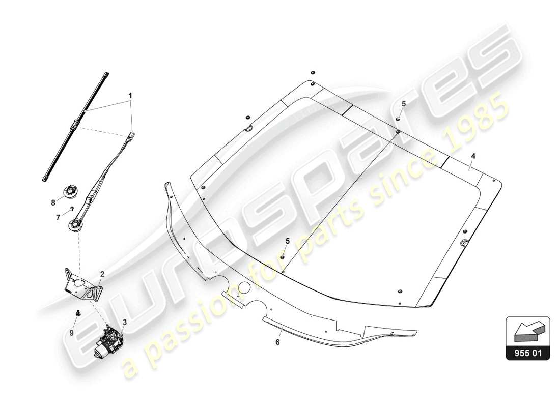 lamborghini gt3 (2017) windscreen and wiper part diagram