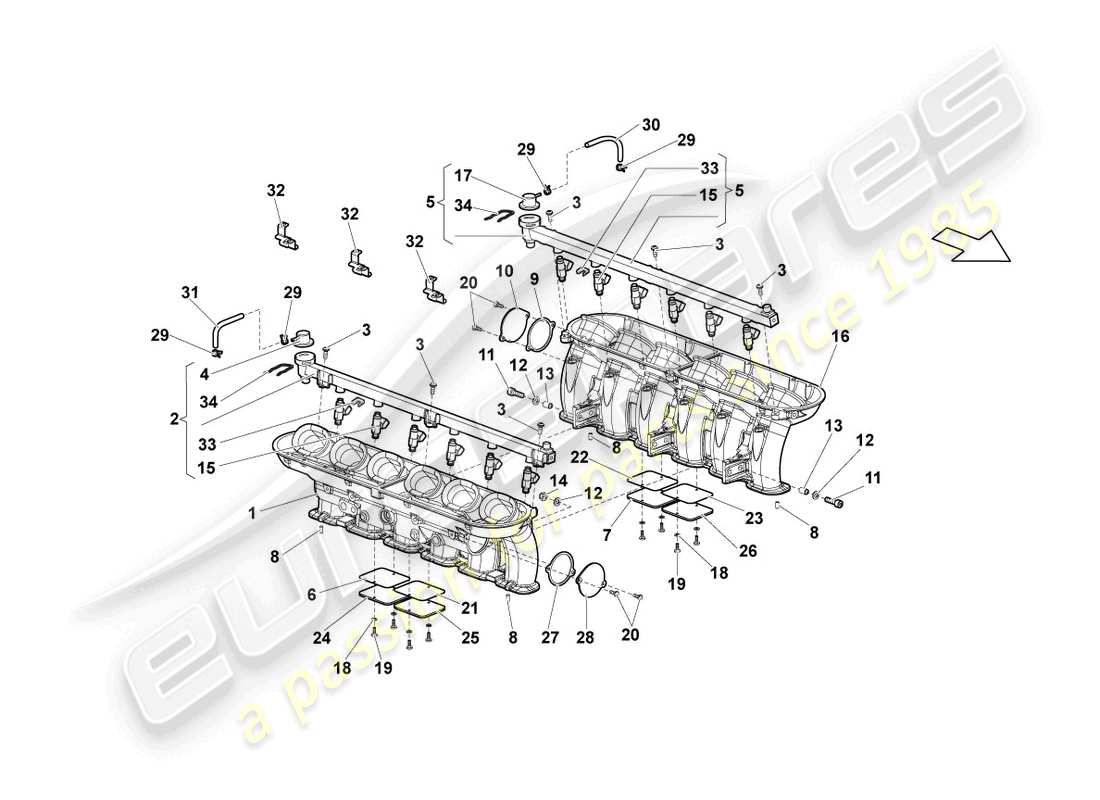 lamborghini lp640 roadster (2009) intake system parts diagram