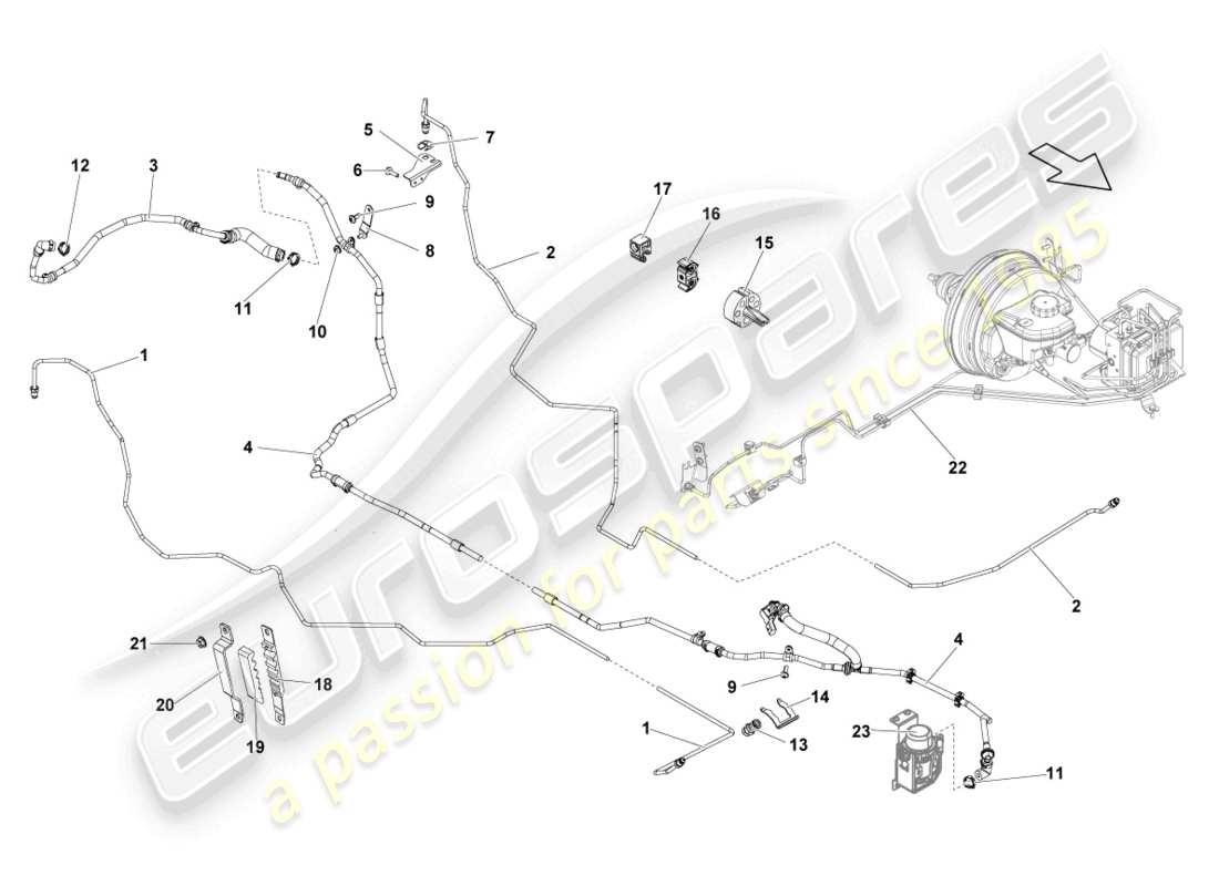 lamborghini lp560-4 coupe (2014) brake pipe parts diagram