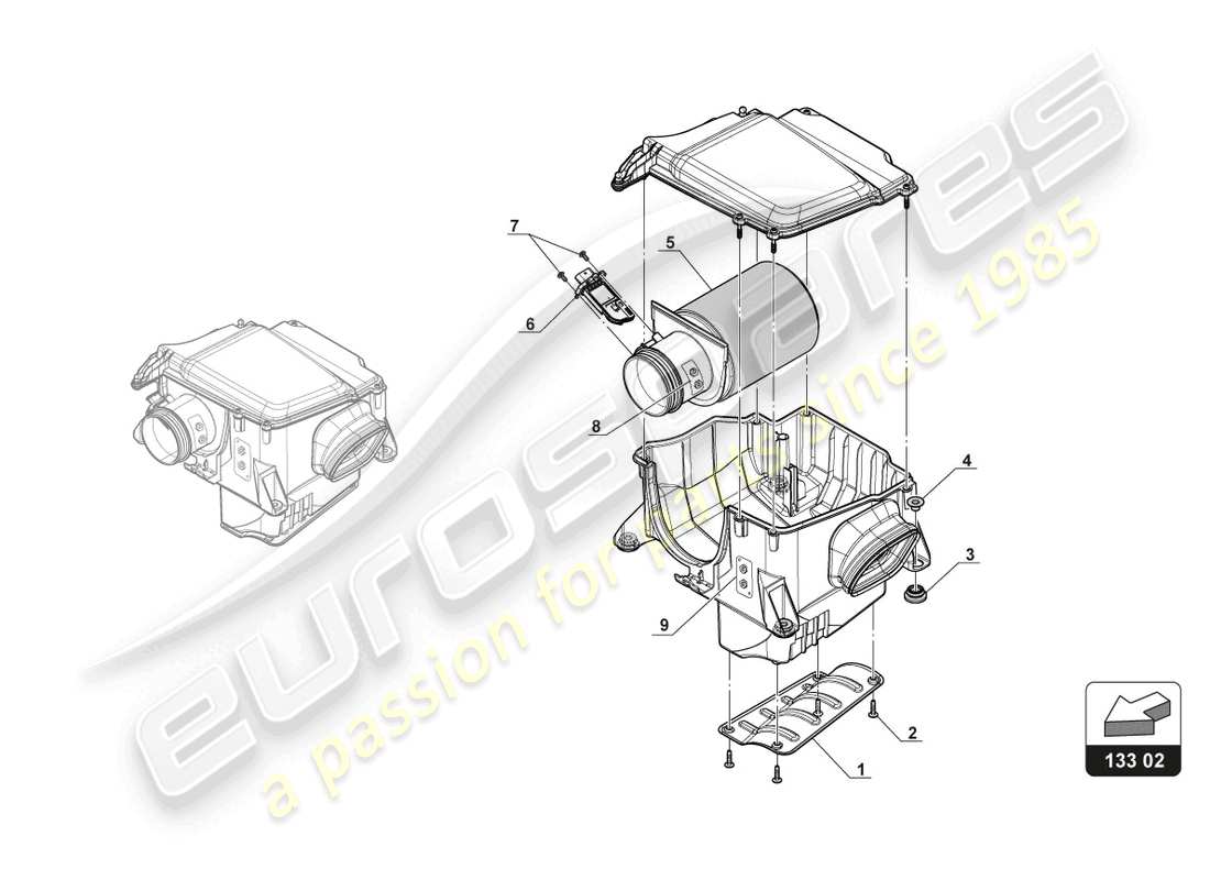 lamborghini gt3 (2017) air intake system part diagram