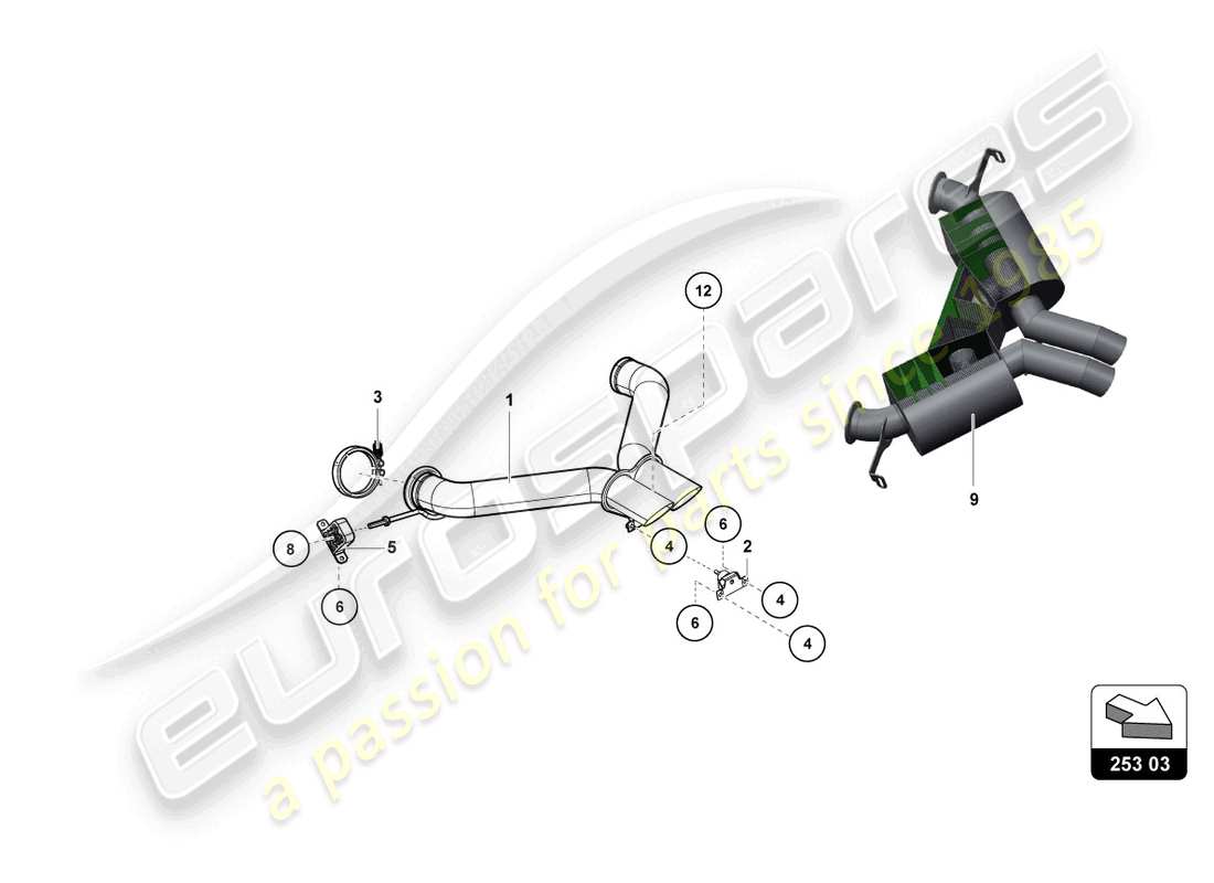 lamborghini super trofeo (2015) muffler parts diagram