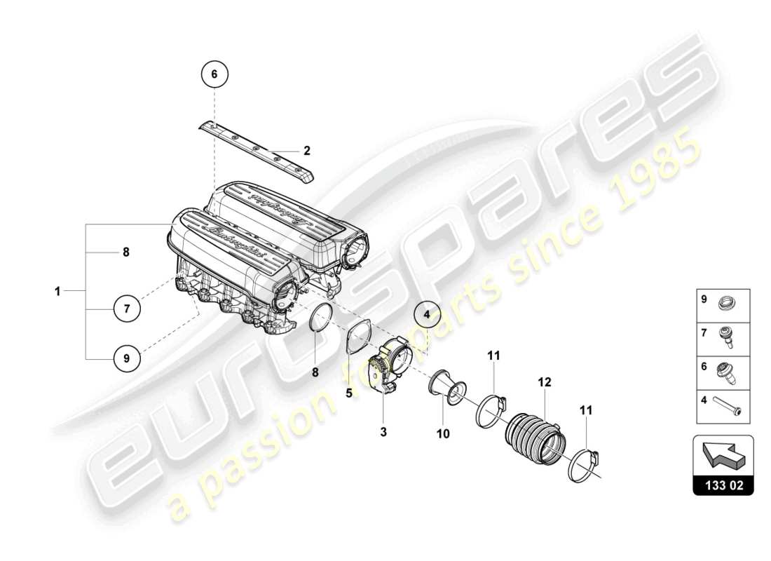 lamborghini super trofeo evo 2 (2022) air intake system parts diagram