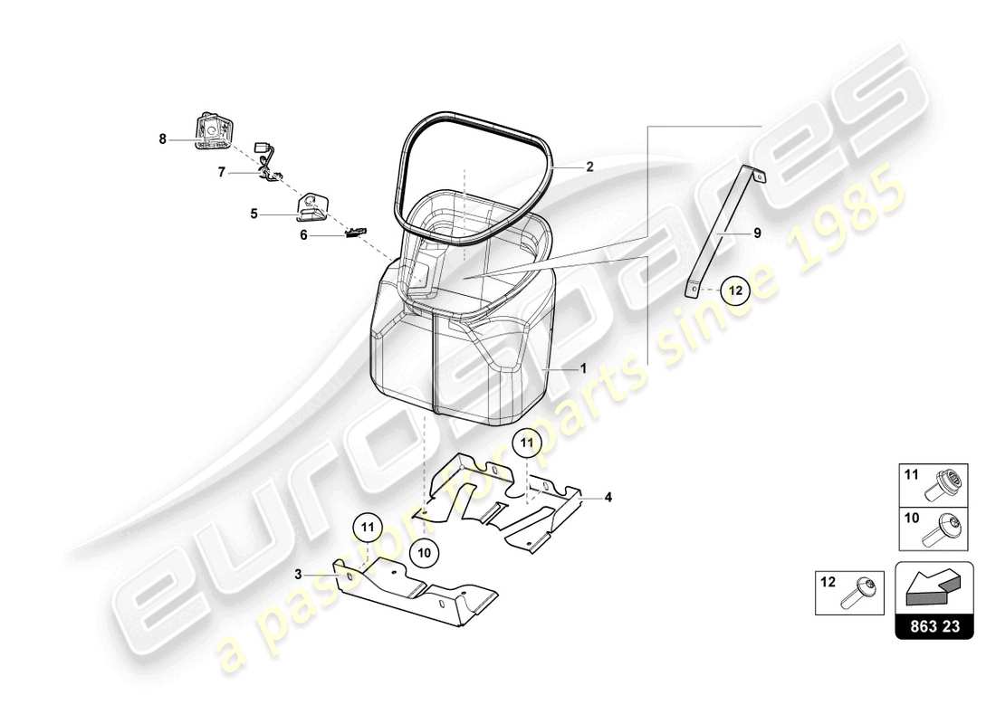 lamborghini countach lpi 800-4 (2022) luggage boot trims parts diagram