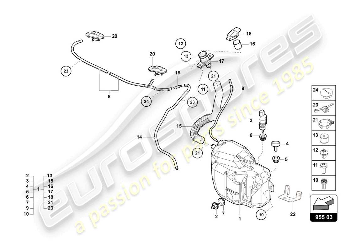 lamborghini countach lpi 800-4 (2022) windscreen washer system parts diagram