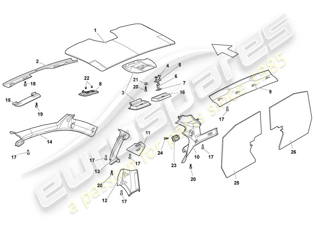 lamborghini lp640 coupe (2007) sound absorbers parts diagram