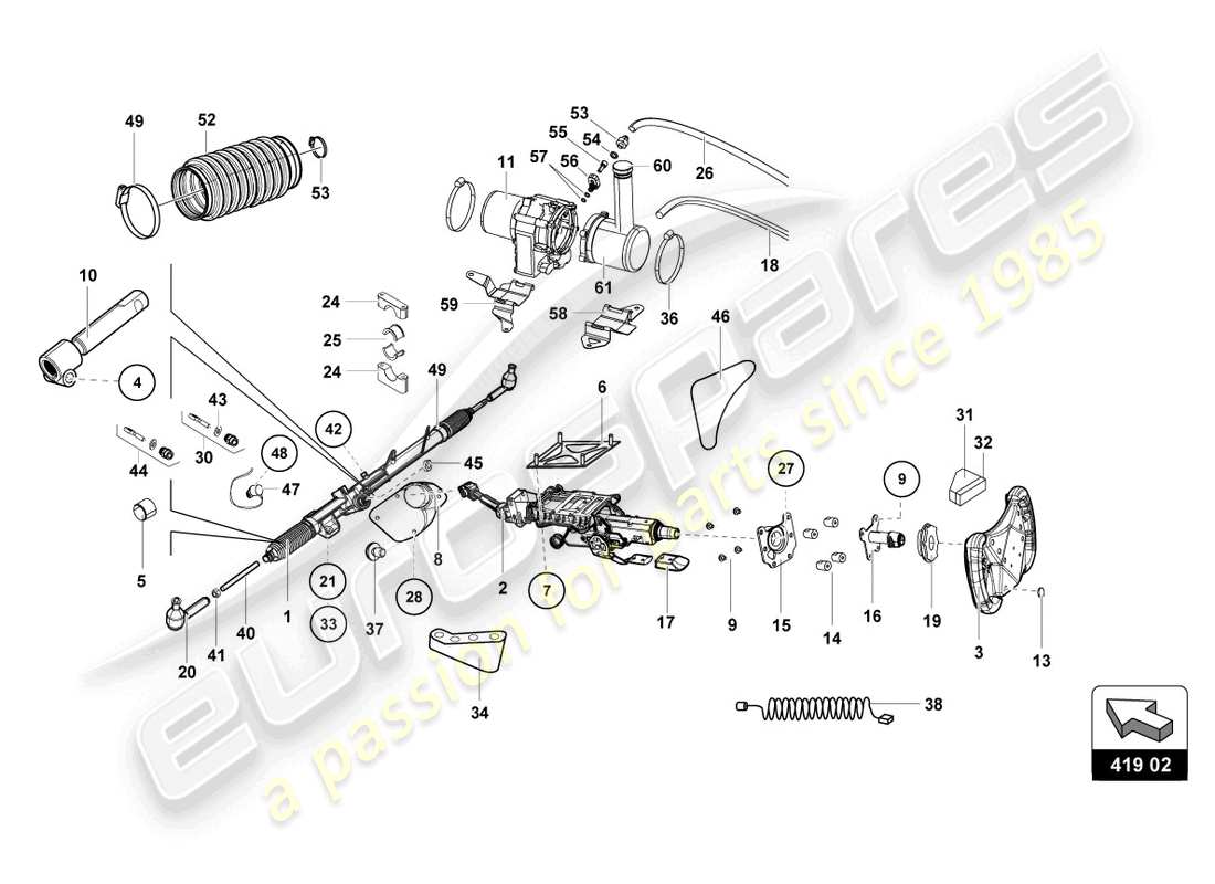 lamborghini super trofeo evo 2 (2022) steering parts diagram