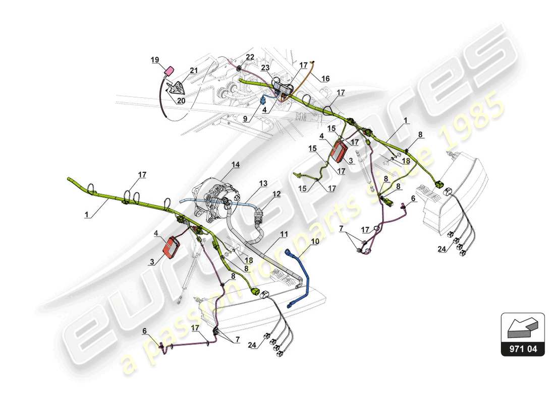 lamborghini gt3 (2017) electrics rear end part diagram