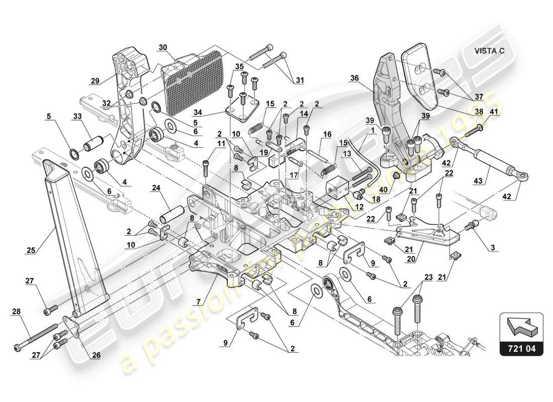 lamborghini gt3 (2017) pedal mechanism part diagram