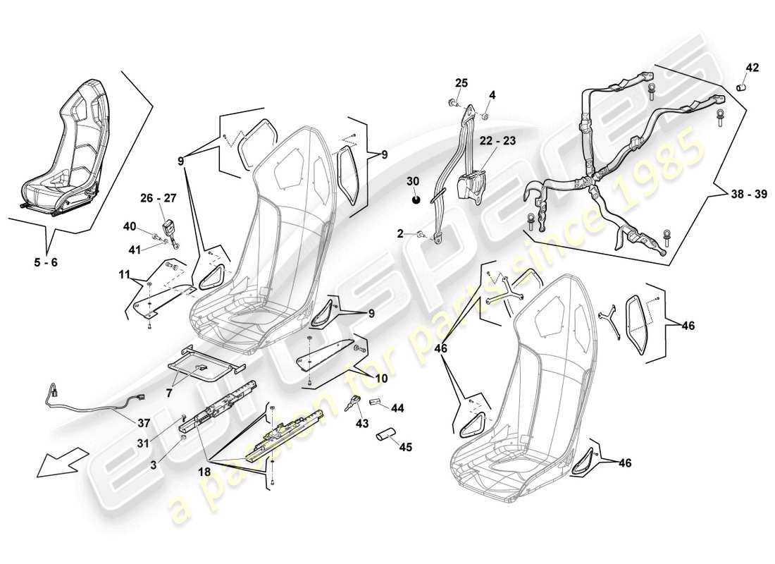 lamborghini lp550-2 coupe (2011) sports seat parts diagram