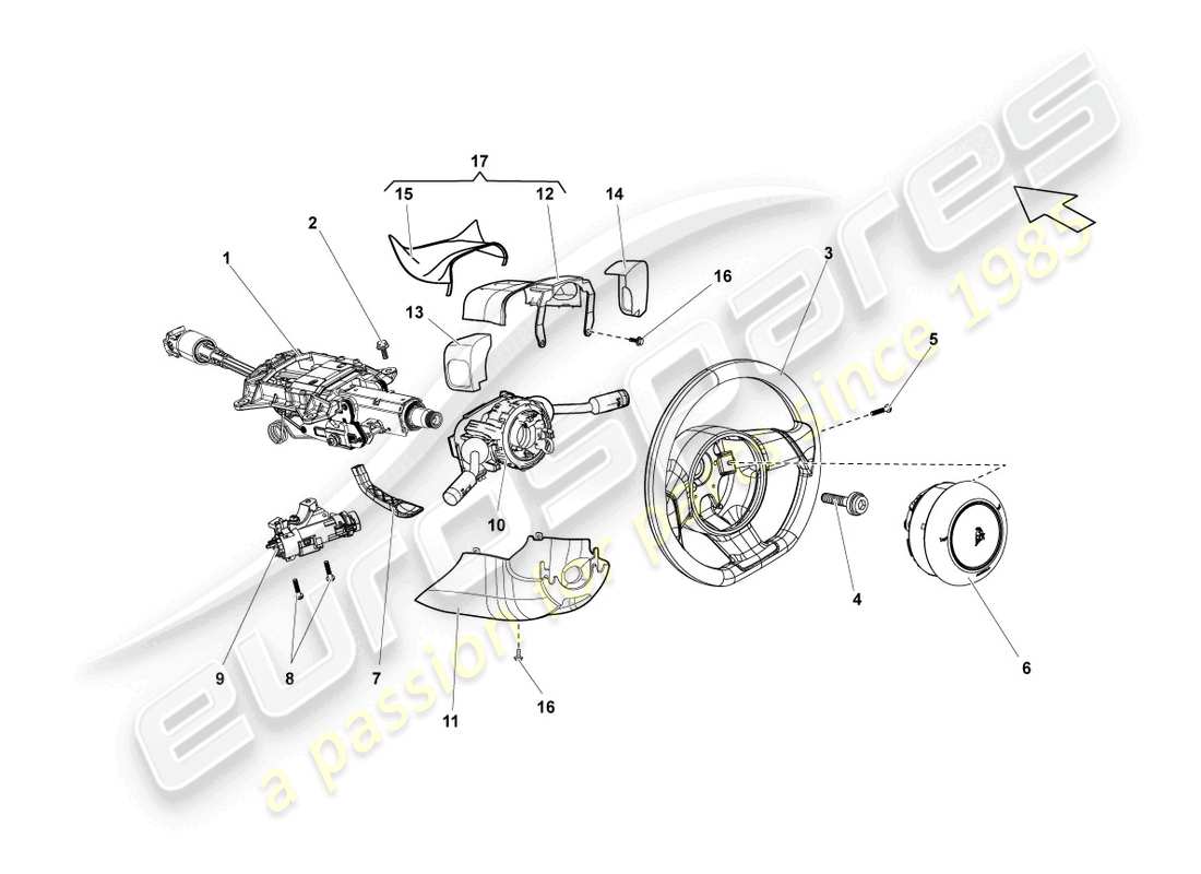 lamborghini lp560-4 spyder fl ii (2014) steering column parts diagram
